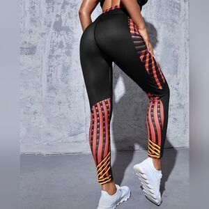 NEW High Stretch Digital Print and Stripe Yoga Exercise Leggings